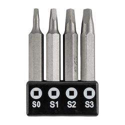 Screwdriver Bit Set Square Recess 4pce 50mm Sq0.1.2.3